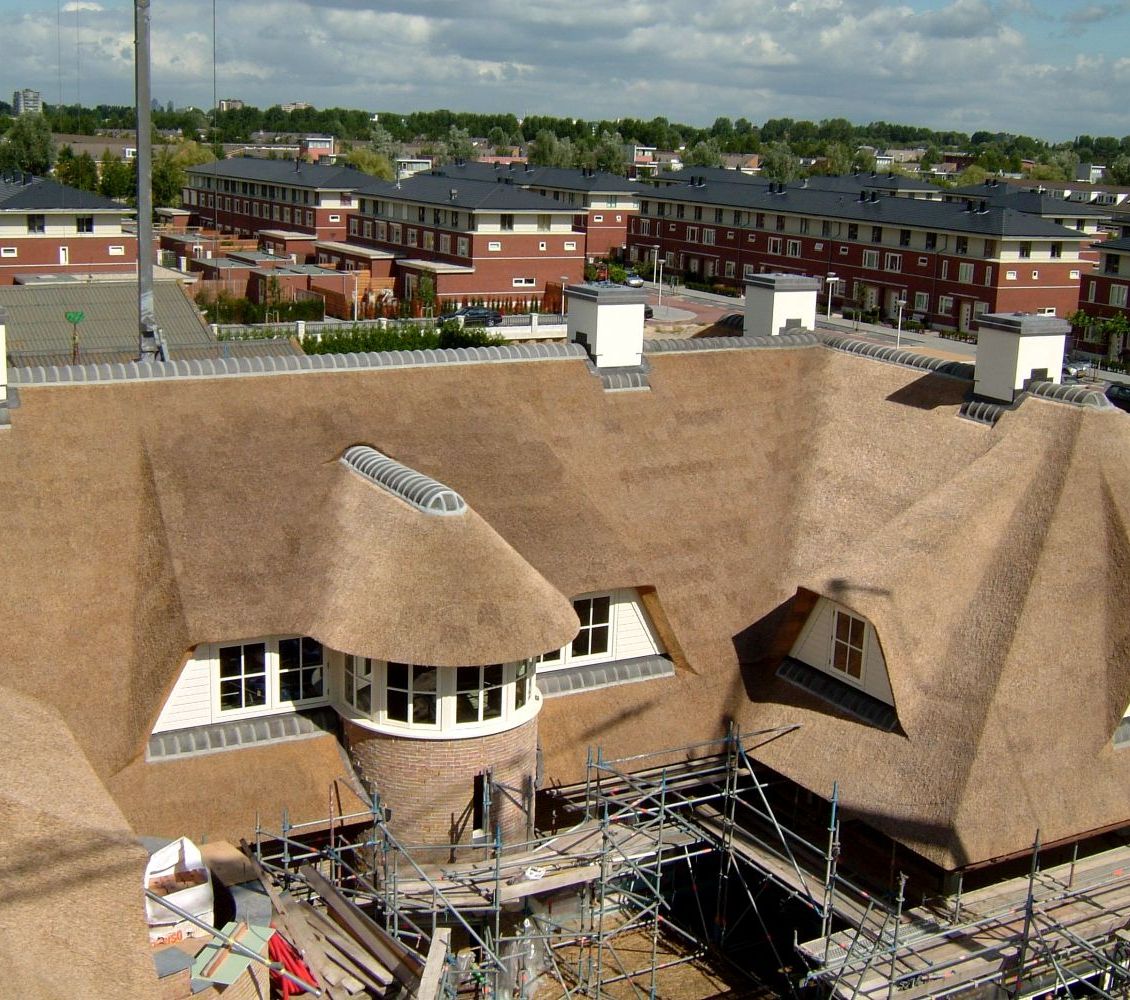 Ruim landhuis met rieten dak